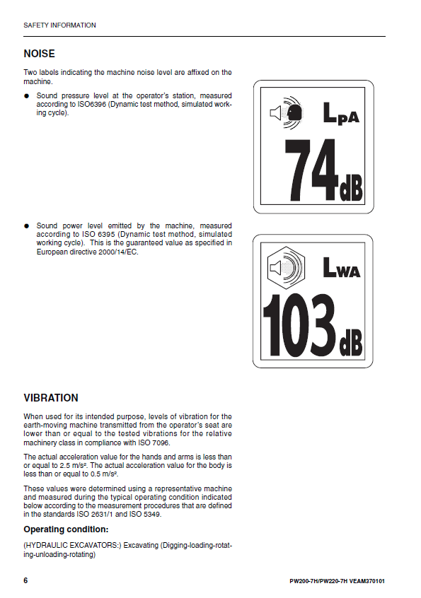 KOMATSU PW200-7H, PW220-7H WHEELED EXCAVATOR OPERATION & MAINTENANCE MANUAL PDF