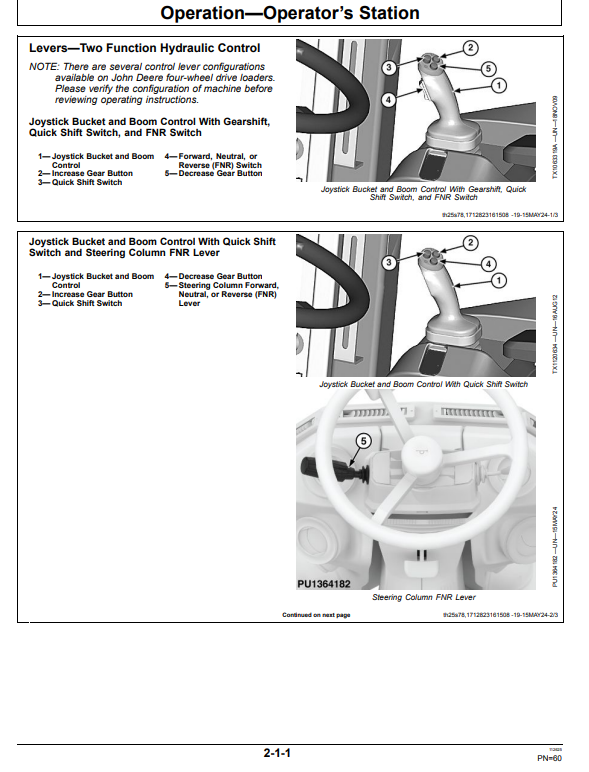 JOHN DEERE 724 P 4WD LOADER OPERATOR MANUAL OMT505723X019