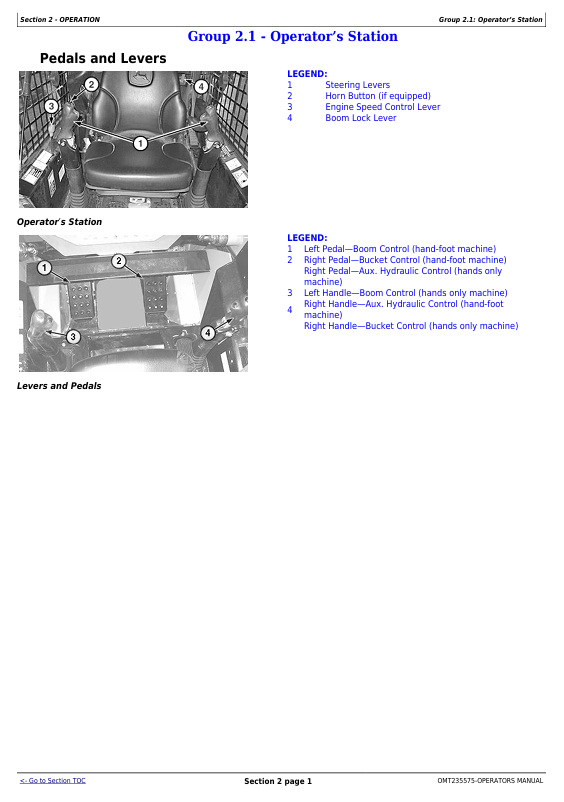 JOHN DEERE 313 AND 315 SKID STEER CT315 COMPACT TRACK LOADER OPERATOR MANUAL OMT235575