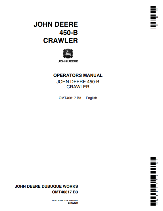 JOHN DEERE 450-B CRAWLER OPERATOR MANUAL OMT40817