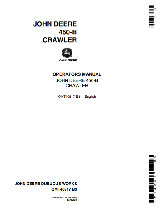 JOHN DEERE 450-B CRAWLER OPERATOR MANUAL OMT40817
