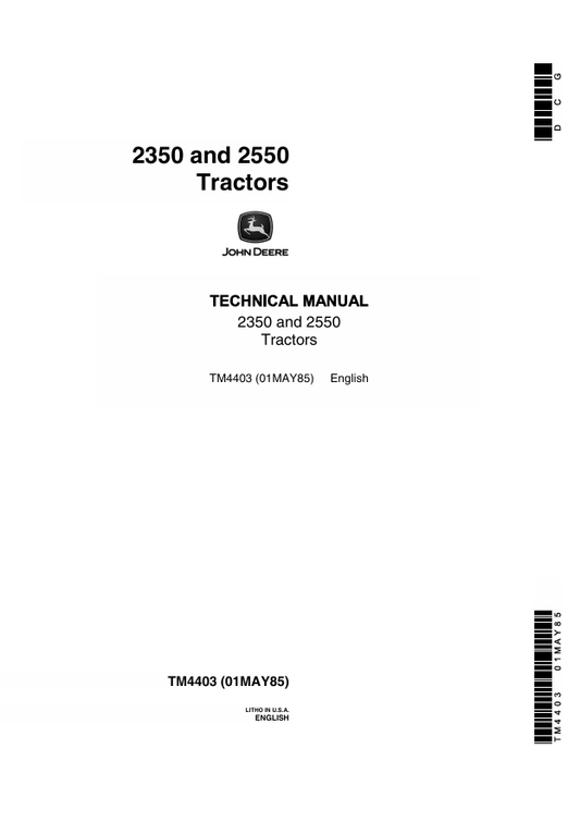 JOHN DEERE 2350 AND 2550 TRACTOR TECHNICAL MANUAL TM4403