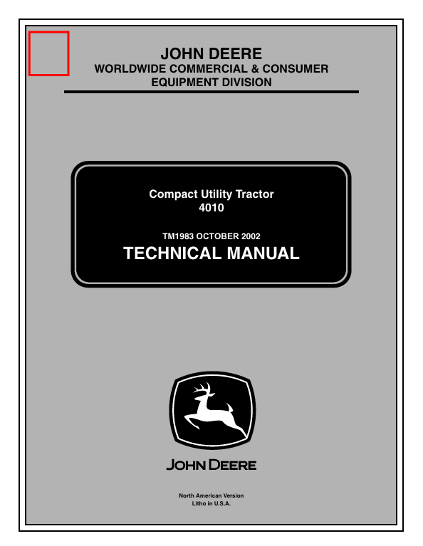 JOHN DEERE 4010 COMPACT UTILITY TRACTOR TECHNICAL MANUAL TM1983