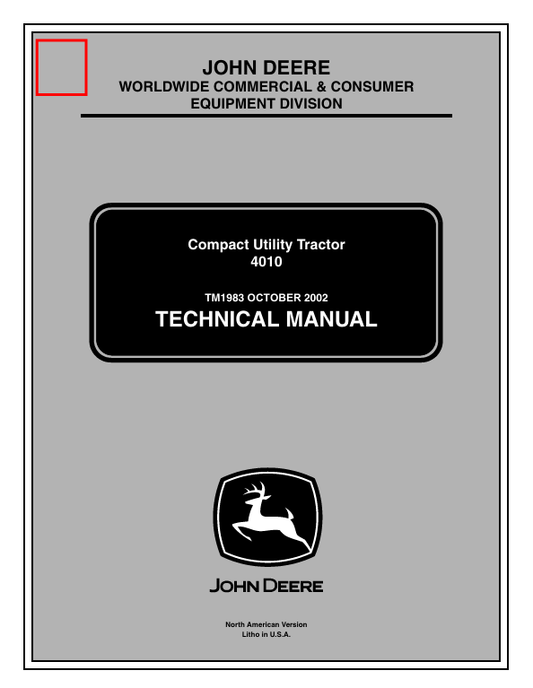 JOHN DEERE 4010 COMPACT UTILITY TRACTOR TECHNICAL MANUAL TM1983