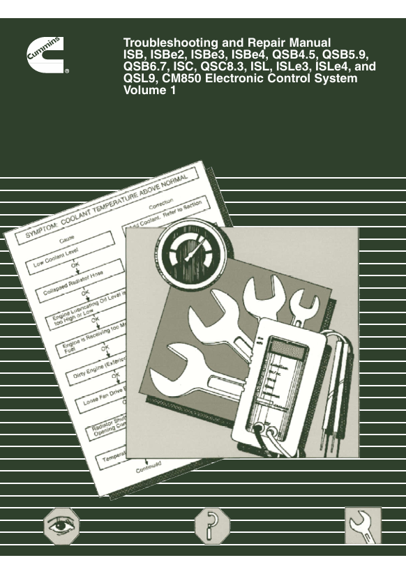 JOHN DEERE CUMMIN ENGINE ISB, ISBE2, ESBE3, ESBE4, QSB, QSC, QSL, ISC, ISLE 4021416-VOL1 REPAIR MANUAL