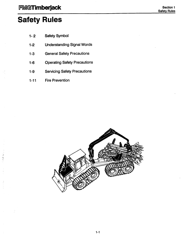 JOHN DEERE TIMBERJACK FMG933C CLAMBUNK OPERATOR MANUAL 933140
