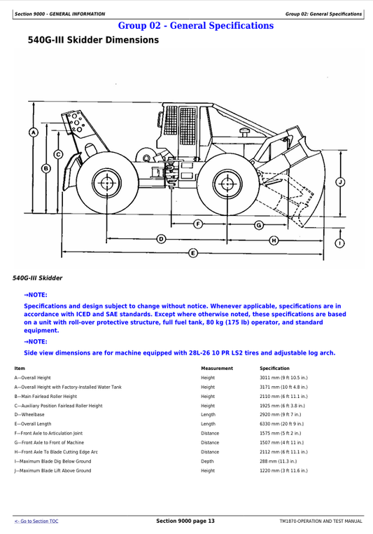 JOHN DEERE 540G-III, 548G-III, 640G-III, 648G-III, 748G-III SKIDDER DIAGNOSTIC OPERATION AND TEST MANUAL TM1870