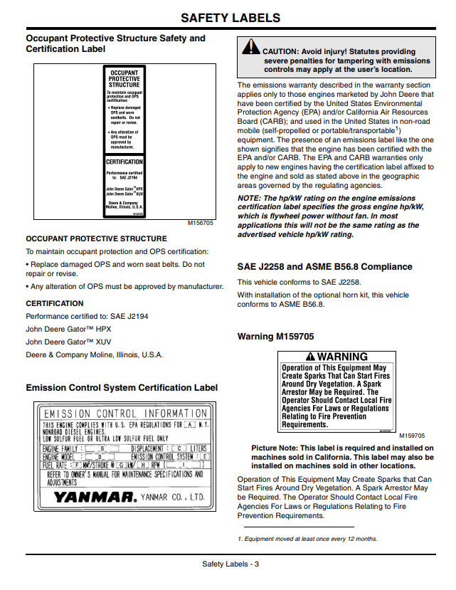 JOHN DEERE GATOR™ UTILITY VEHICLE XUV 4X4 DIESEL OPERATOR MANUAL OMM157858