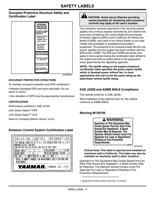 JOHN DEERE GATOR™ UTILITY VEHICLE XUV 4X4 DIESEL OPERATOR MANUAL OMM157858