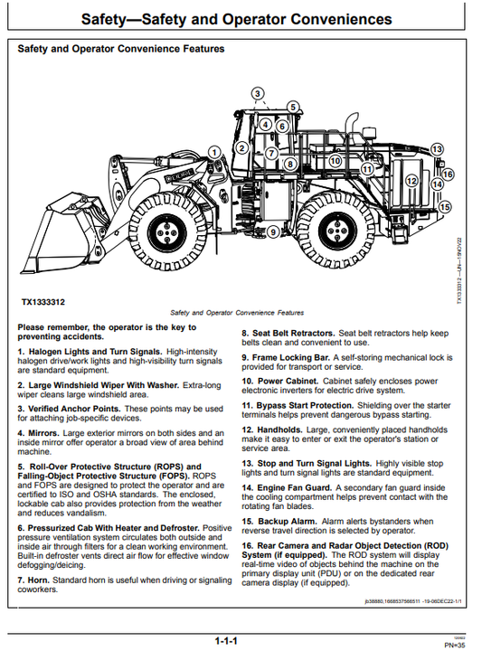 JOHN DEERE 944 X 4WD LOADER OPERATOR MANUAL OMT474671X019