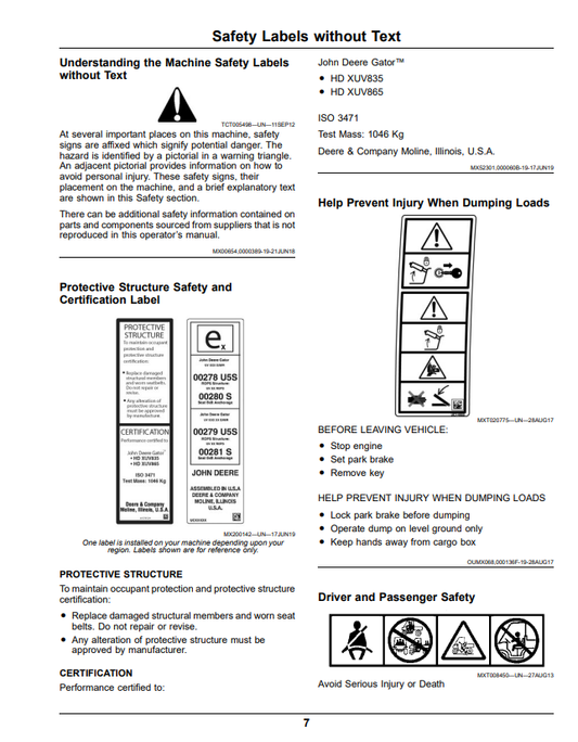JOHN DEERE XUV865M, XUV865R GATOR™ UTILITY VEHICLES OPERATOR MANUAL OMUC22945