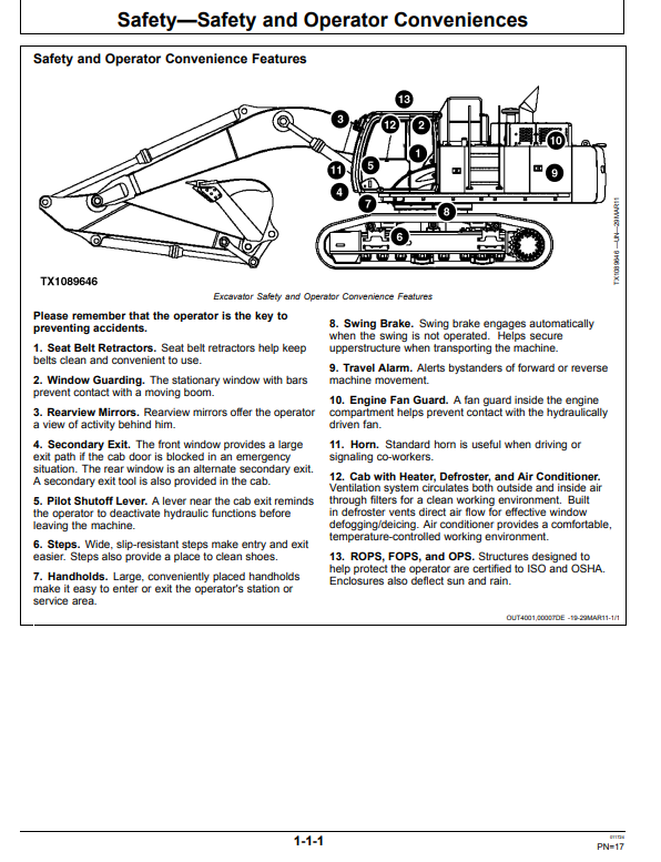 JOHN DEERE 470GLC EXCAVATOR OPERATOR MANUAL OMT293261
