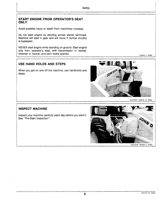 JOHN DEERE 410B BACKHOE LOADER OPERATOR MANUAL OMT79035