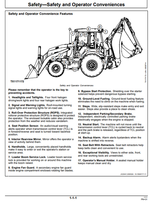 JOHN DEERE 310L BACKHOE LOADER OPERATOR MANUAL OMT357550X19