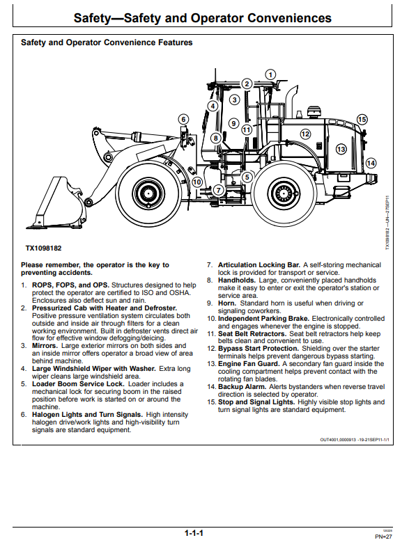 JOHN DEERE 724K 4WD LOADER OPERATOR MANUAL OMT344180