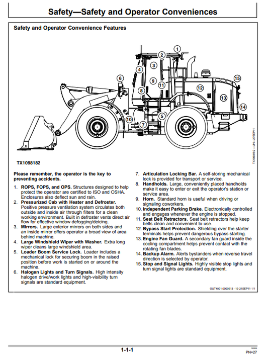 JOHN DEERE 724K 4WD LOADER OPERATOR MANUAL OMT344180