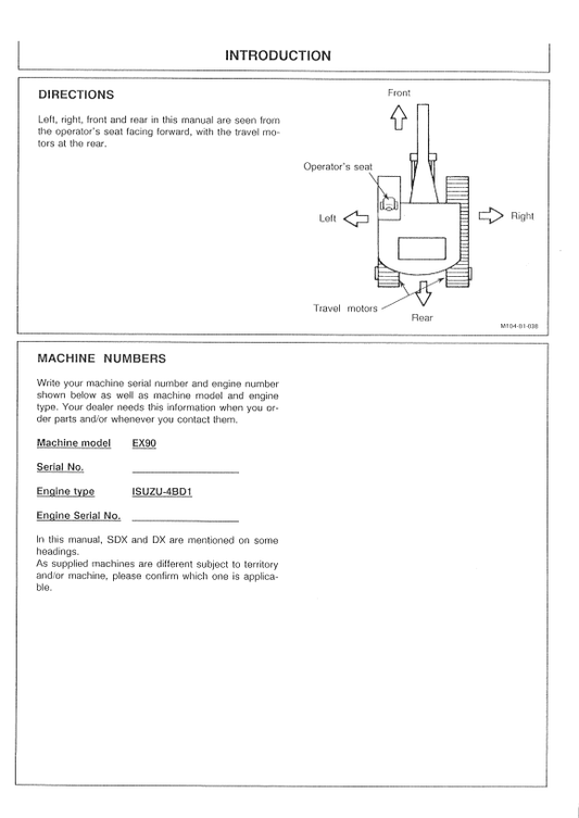 HITACHI EX90 EXCAVATOR OPERATOR MANUAL EM11C15