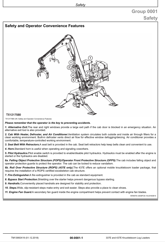 JOHN DEERE 337E, 437E KNUCKLEBOOM LOG LOADER REPAIR MANUAL TM13993X19