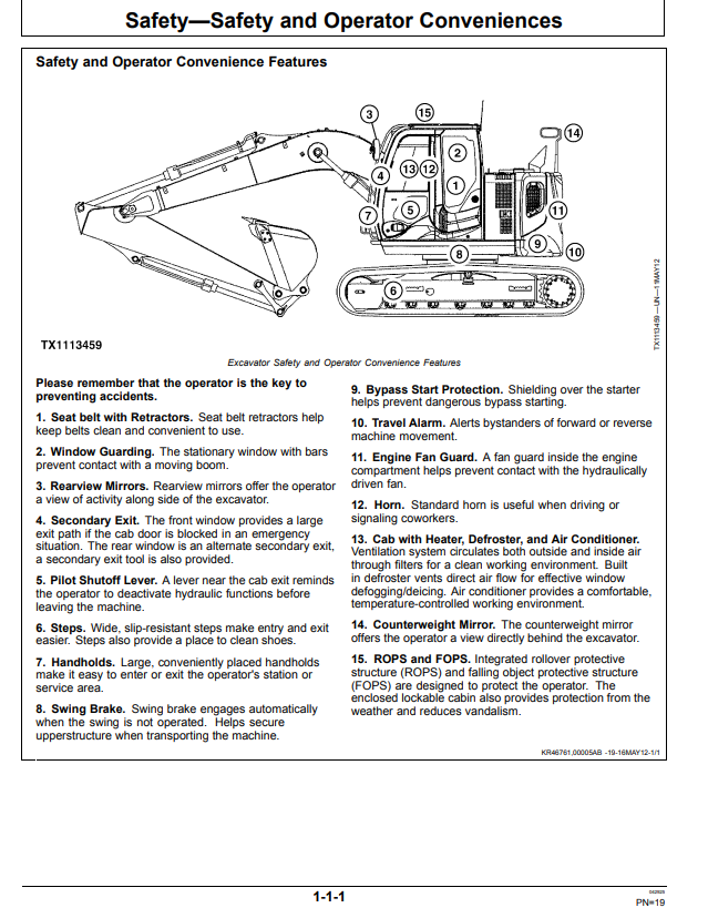 JOHN DEERE 135G EXCAVATOR OPERATOR MANUAL OMT319586