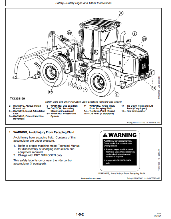 JOHN DEERE 544 P 4WD LOADER OPERATOR MANUAL OMT483918X019