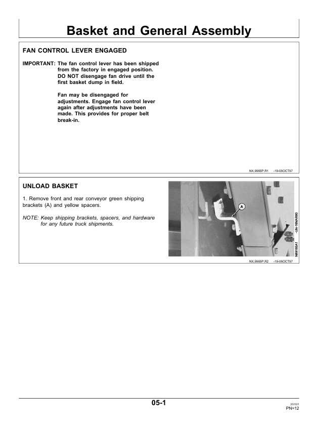 JOHN DEERE COTTON PICKER DES MOINES WORKS 9970 PDIN200579 ISSUE K7 PRE DELIVERY INSTRUCTION MANUAL
