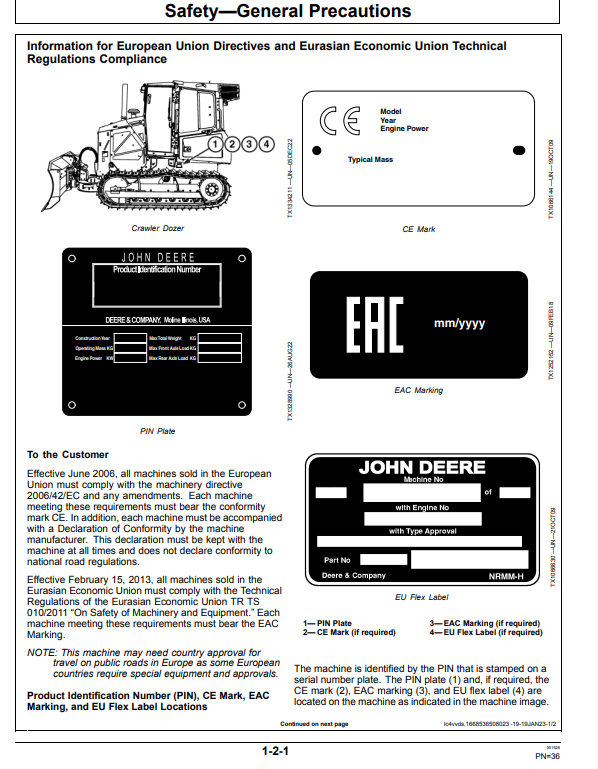 JOHN DEERE 650 P CRAWLER DOZER OPERATOR MANUAL OMT480072X019
