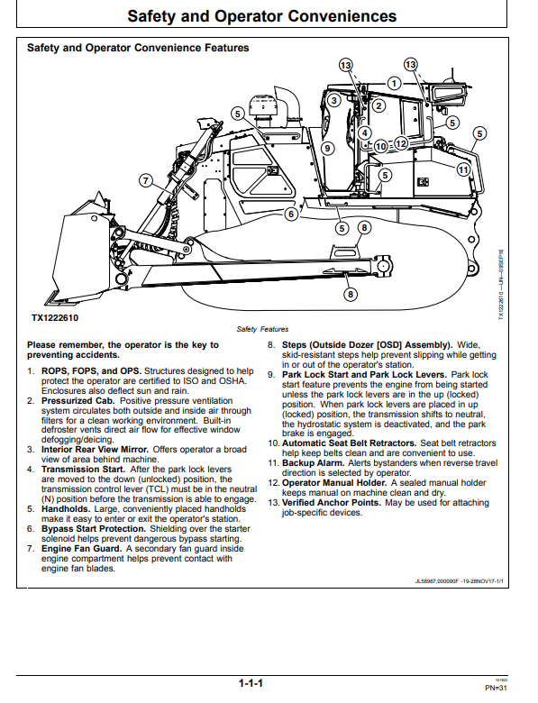 JOHN DEERE 950K CRAWLER DOZER OPERATOR MANUAL OMT369304X19