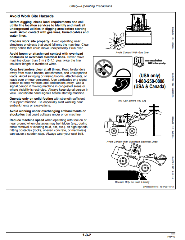 JOHN DEERE 544 P 4WD LOADER OPERATOR MANUAL OMT505720X019