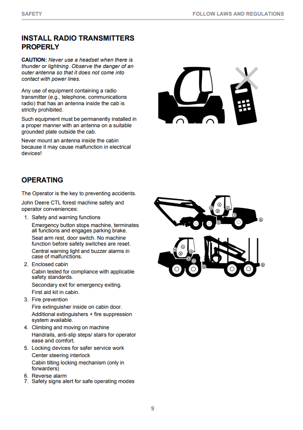 JOHN DEERE 1470G FINAL TIER 4 CTL HARVESTER OPERATOR INSTRUCTION MANUAL F690030