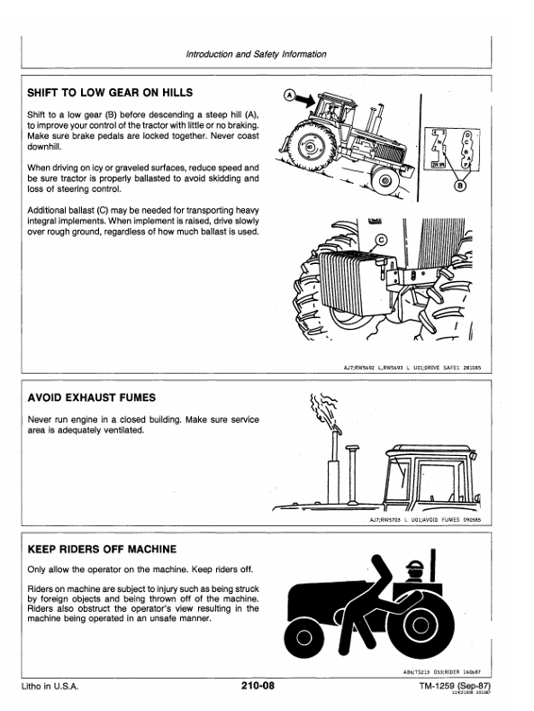 JOHN DEERE 4050, 4250, 4450, 4650, 4850 TRACTOR TECHNICAL MANUAL TM1259
