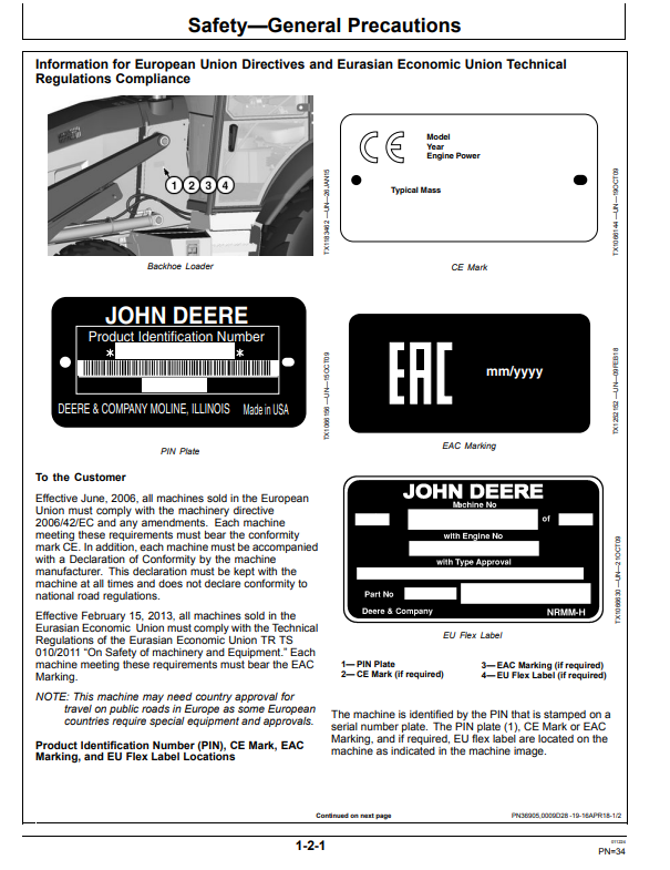 JOHN DEERE 315SL BACKHOE LOADER OPERATOR MANUAL OMT358715X19