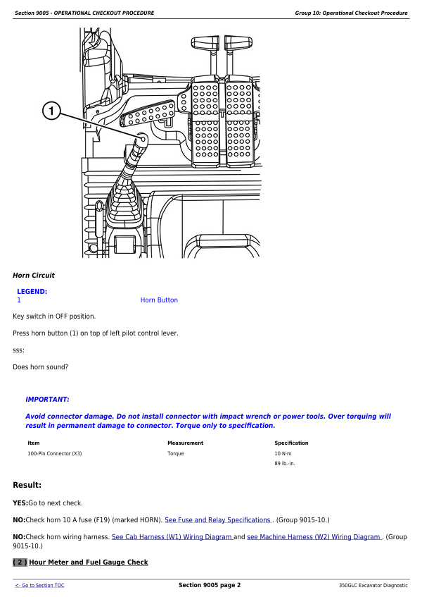 JOHN DEERE 350GLC EXCAVATOR DIAGNOSTIC OPERATION AND TEST MANUAL TM13196X19