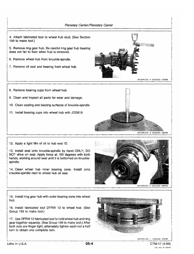 JOHN DEERE MECHANICAL FRONT-WHEELDRIVE AXLES 100 SERIES CONPONENT TECHNICAL MANUAL CTM17