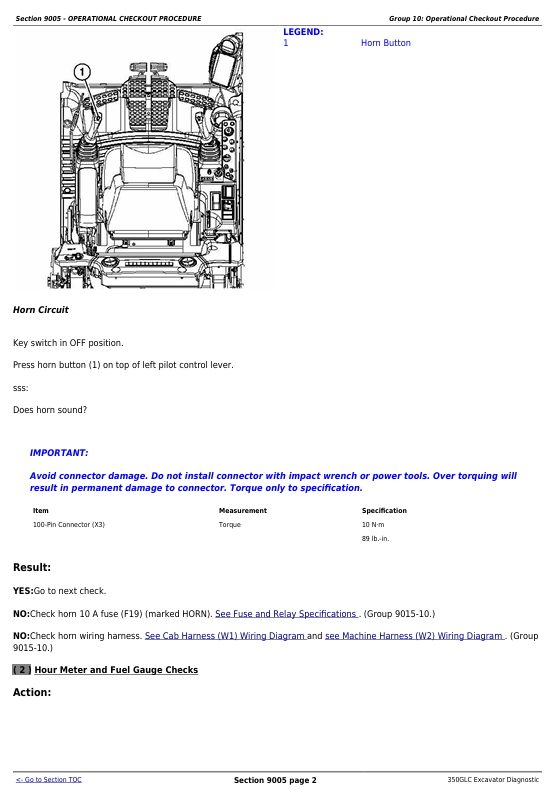 JOHN DEERE 350GLC EXCAVATOR DIAGNOSTIC OPERATION AND TEST MANUAL TM13206X19