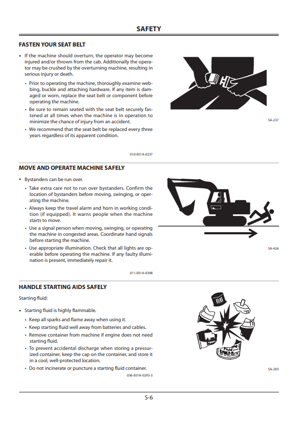 HITACHI ZAXIS 180-3 CLASS, 200-3 CLASS, 270-3 CLASS, 330-3 CLASS HYDRAULIC EXCAVATOR OPERATOR MANUAL EM1U1EN22
