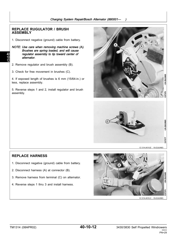 JOHN DEERE 3430 AND 3830 SELF-PROPELLED WINDROWER TECHNICAL MANUAL TM1314