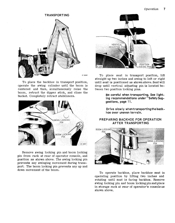 JOHN DEERE 92 BACKHOE AS USED WITH JD300 AND JD400 LOADER OPERATOR MANUAL OMU41510