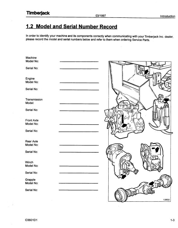 JOHN DEERE TIMBERJACK 360/460 SKIDDER OPERATOR MANUAL F283823