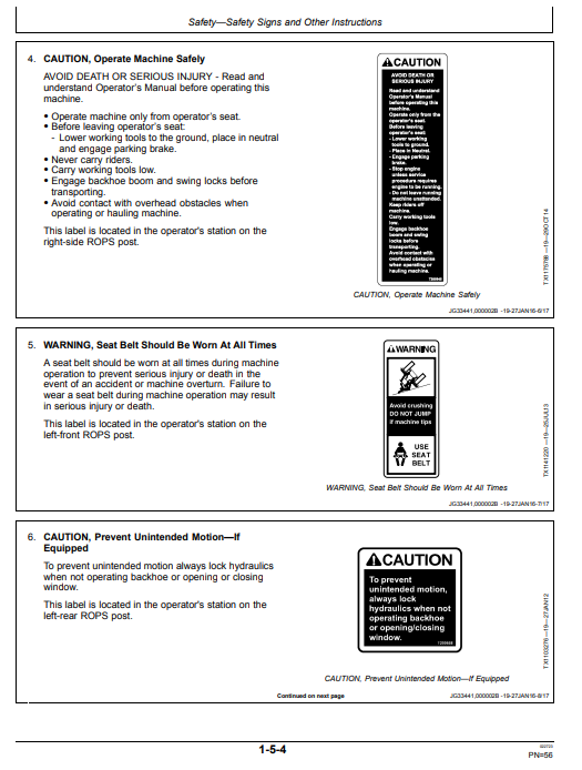 JOHN DEERE 310L BACKHOE LOADER OPERATOR MANUAL OMT357550X19