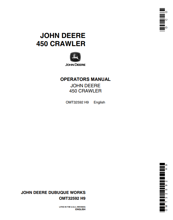 JOHN DEERE 450 CRAWLER OPERATOR MANUAL OMT32592