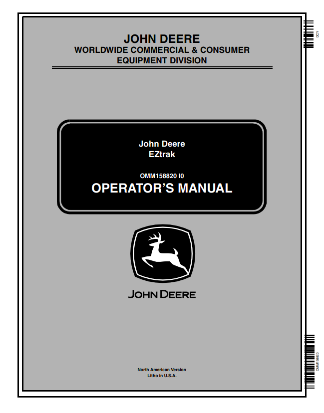 JOHN DEERE Z225, Z245, Z425, Z445, Z465 EZTRAK OPERATOR MANUAL OMM158820