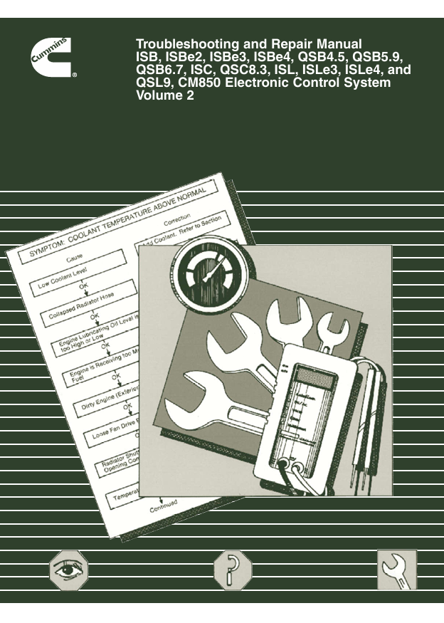 JOHN DEERE CUMMIN ENGINE ISB, ISBE2, ESBE3, ESBE4, QSB, QSC, QSL, ISC, ISLE 4021416-VOL2 REPAIR MANUAL