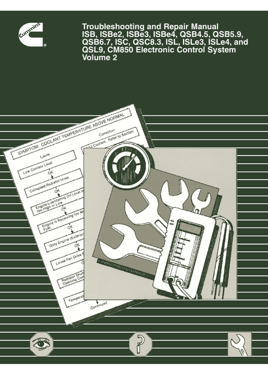 JOHN DEERE CUMMIN ENGINE ISB, ISBE2, ESBE3, ESBE4, QSB, QSC, QSL, ISC, ISLE 4021416-VOL2 REPAIR MANUAL