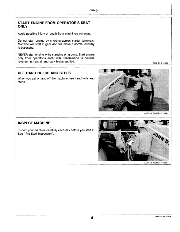JOHN DEERE 510B BACKHOE LOADER OPERATOR MANUAL OMT79036
