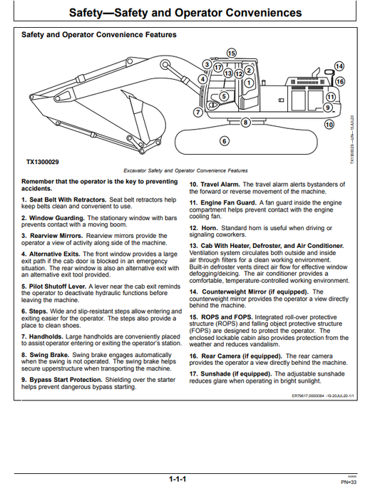 JOHN DEERE 250GLC EXCAVATOR OPERATOR MANUAL OMT338170X19