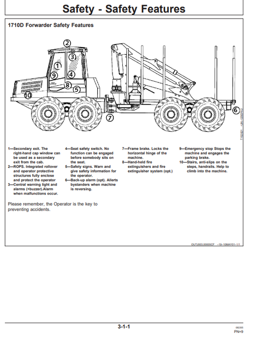 JOHN DEERE 1710D FORWARDER OPERATOR MANUAL OMF069428