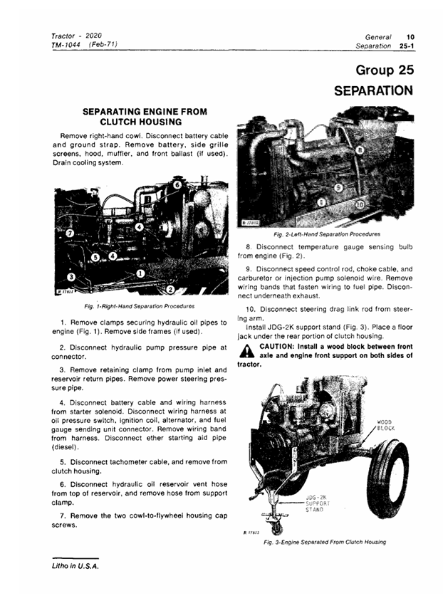 JOHN DEERE 2020 TRACTOR TECHNICAL MANUAL TM1044