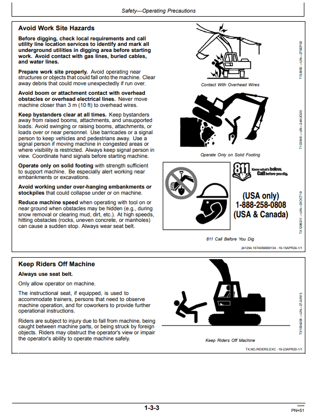 JOHN DEERE 210 P, 230 P, AND 260 P EXCAVATOR OPERATOR MANUAL OMT524611X019