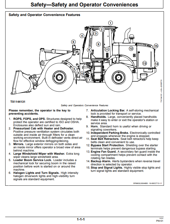 JOHN DEERE 644K 4WD LOADER OPERATOR MANUAL OMT317763