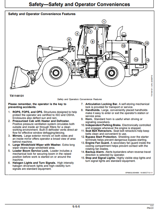 JOHN DEERE 644K 4WD LOADER OPERATOR MANUAL OMT317763